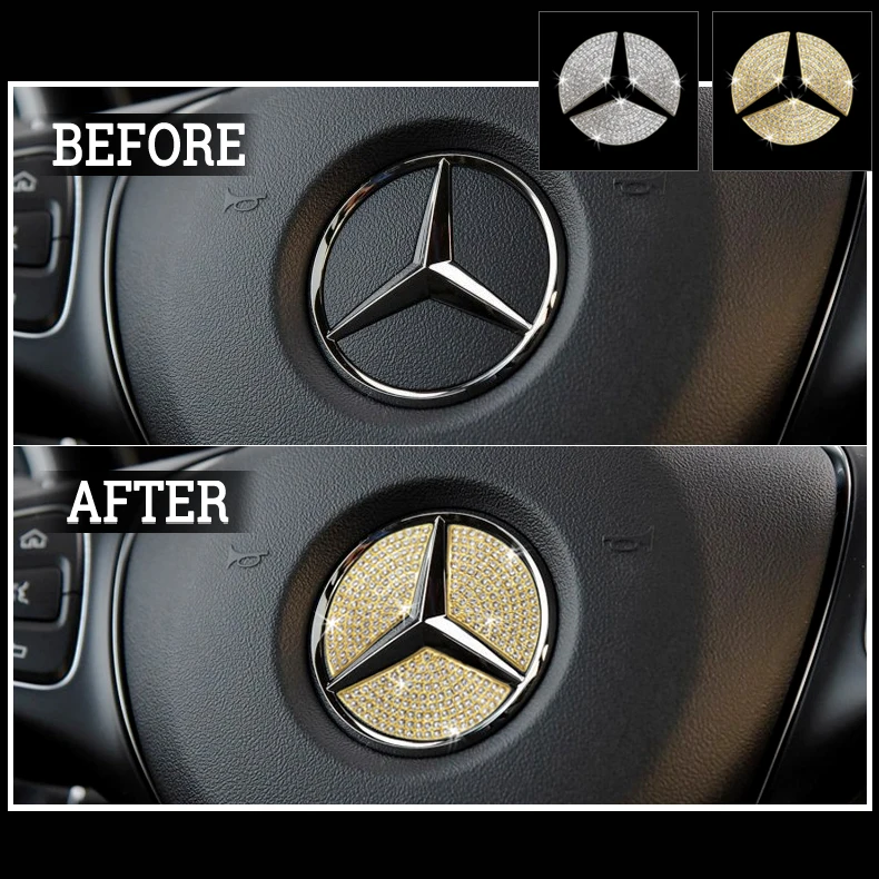 Для Mercedes Benz Аксессуары C Класс W204 W205 AMG Bling Наклейка Детали интерьера Украшения Отделка Ремонт Кристалл Сияющий Золотые наклейки Наклейка Женщины Мужчины Рулевое колесо ПЕРЕКЛЮЧАТЕЛЬ ПЕРЕКЛЮЧАТЕЛЯ ПЕРЕКЛЮЧ