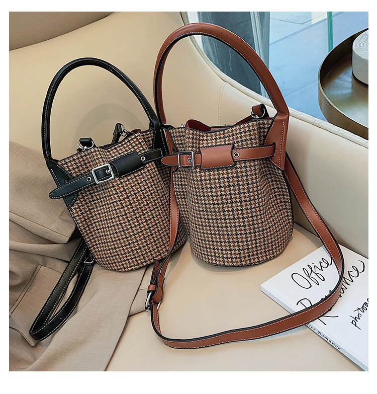 Wallike Designer Bags Brand Women Bags Leather Bucket Bag Single-Shoulder Crossbody Bags For Women Sac A Main Femme Black