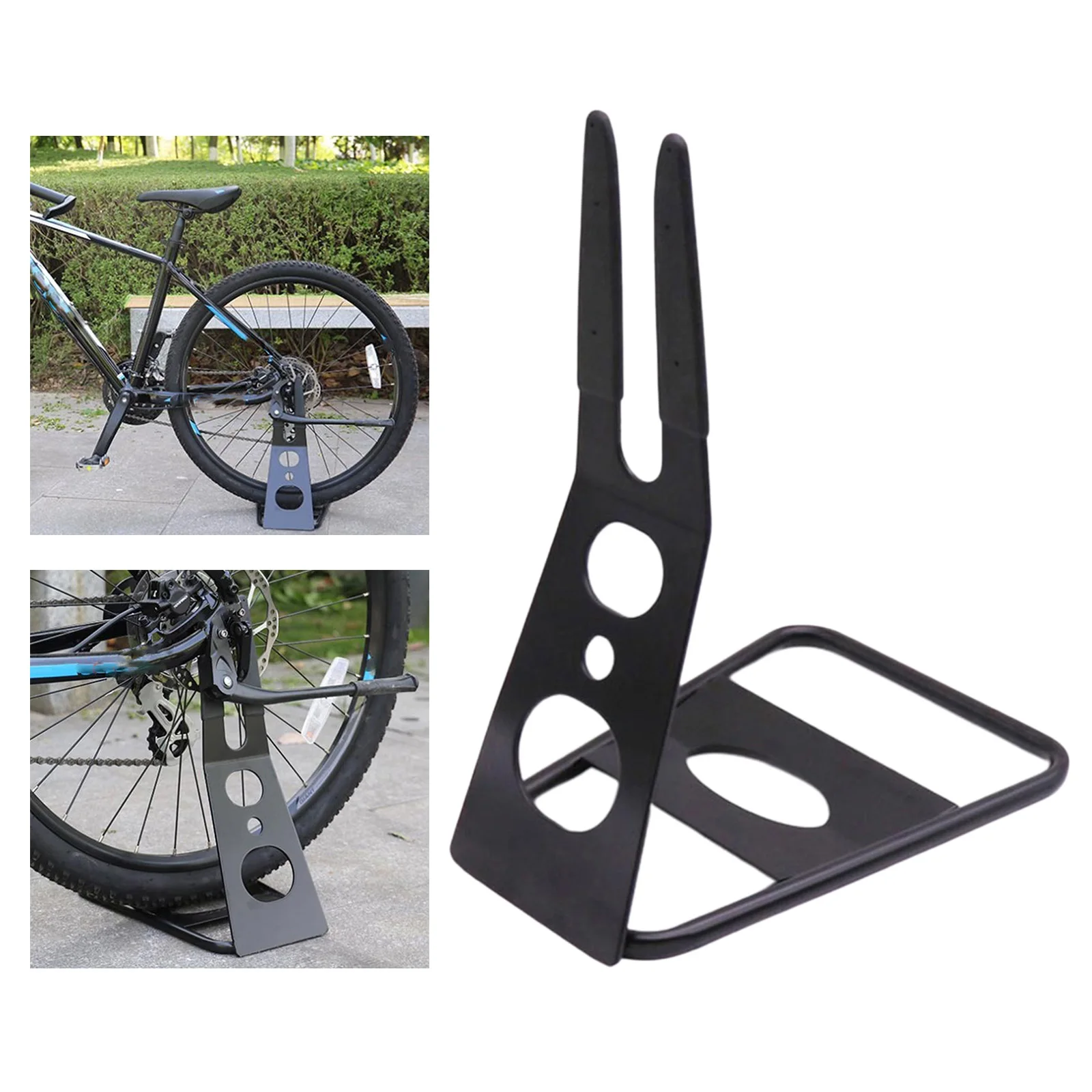 QWORK Soporte de acero para bicicleta de suelo, organizador de  almacenamiento de ciclismo, soporte de estacionamiento de ruedas delanteras  y traseras