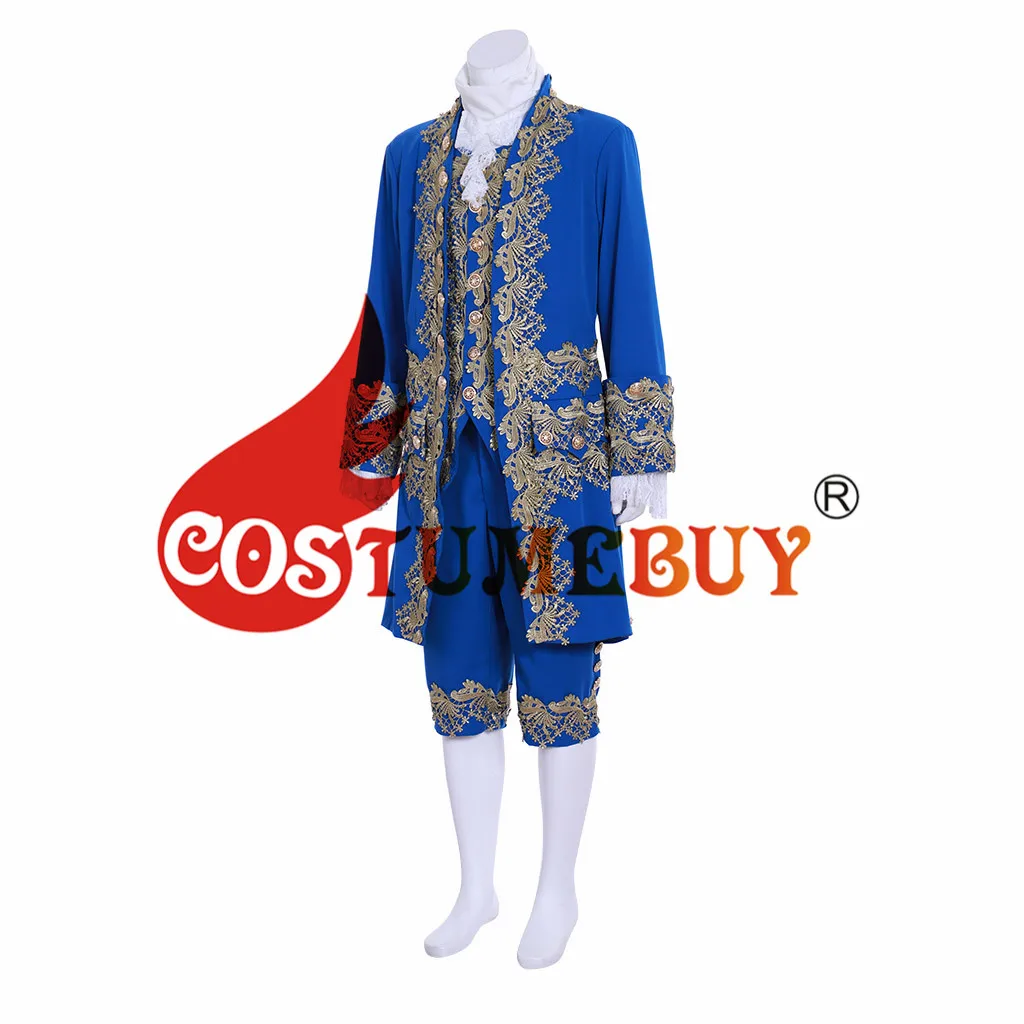 CostumeBuy 18th Century Rococo Blue Court Suit Adult Colonial Mens Elegant British Suit Marie Antoinettte Costume L320