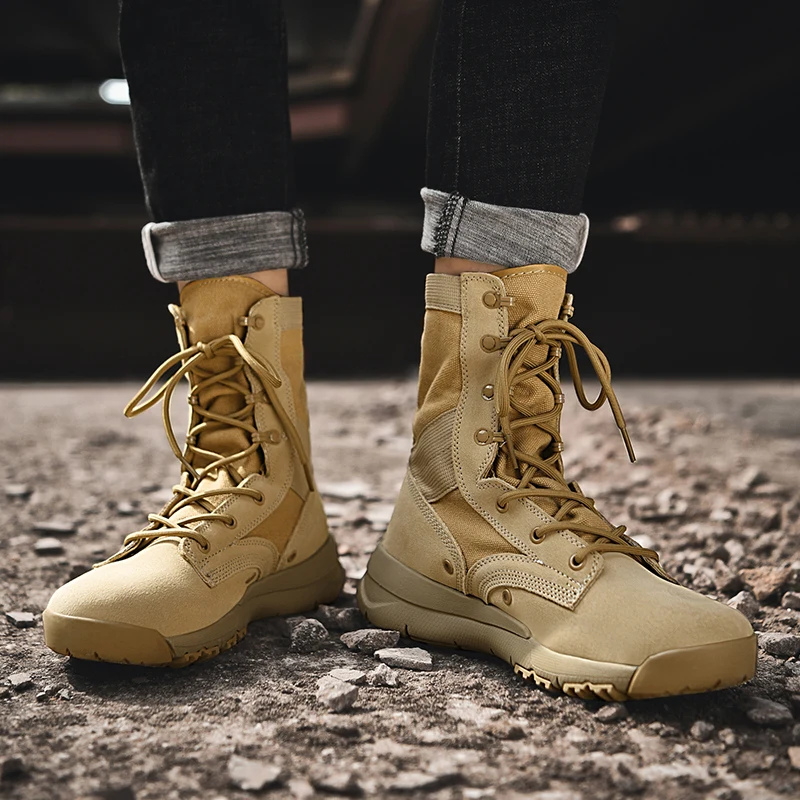 Весенне-осенние мужские солдатские ботинки уличные тактические тренировочные ботинки удобные Дезерты мужские Противоскользящие военные Полусапоги