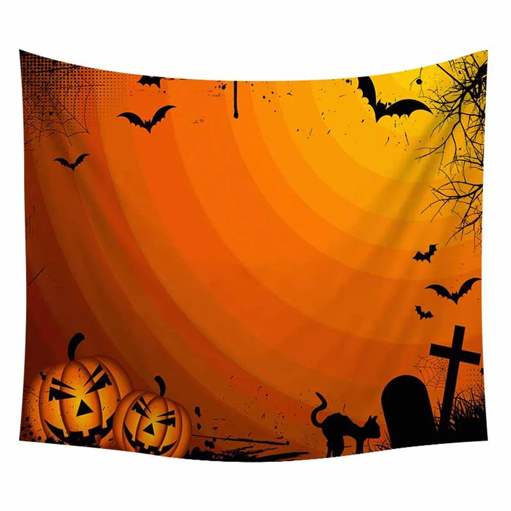 Horror Halloween Tapestry Pumpkins Tree Print Blanket Wall Hanging Tapestry Art Home Party Decoration Wall Cloth Blanket