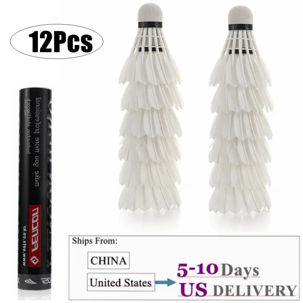 Badminton Shuttlecock Badminton Ball Feather Shuttlecock 12Pcs/Boxed Goose Feather Sports Badminton Shuttlecocks Foam Head Badminton Balls Game Training Balls