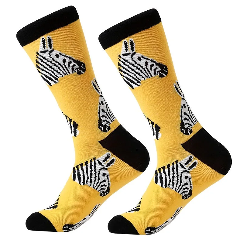 Новинка; забавные зимние носки с рисунком зебры; женские носки счастливые мужские носки; Плотные хлопковые теплые носки - Цвет: WM07-3