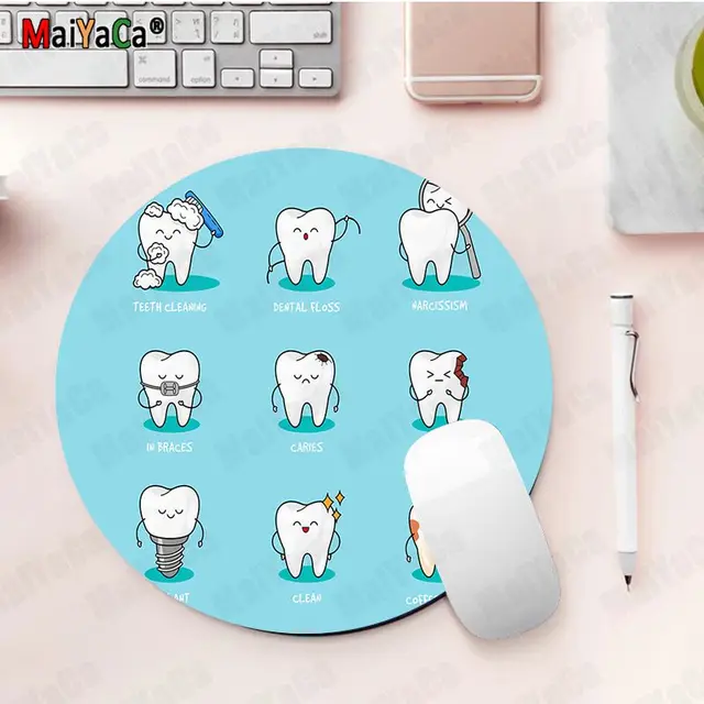 Boy Gift Pad Cute Tooth Natural Rubber Gaming mousepad Desk Mat gaming Mousepad Rug For PC Laptop Notebook 20x20cm