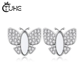 

2019 New European Personality Short Butterfly Ear Earrings Black White Color Drill Party Accessory Ear Nail Gift