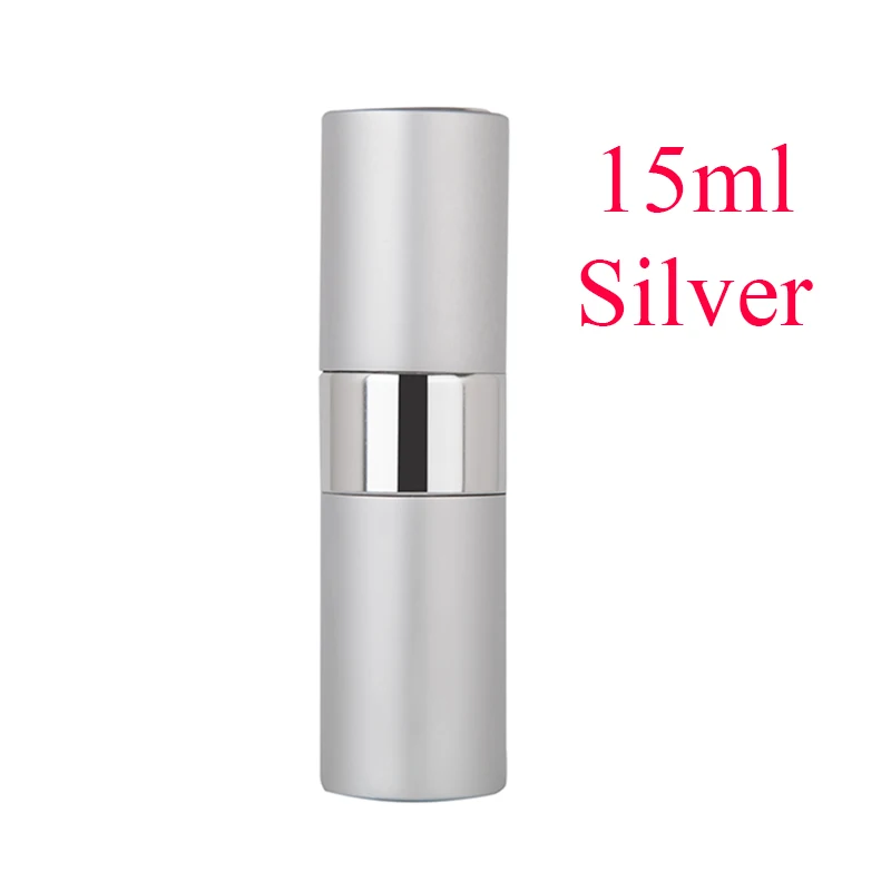 15ML Silver No logo 5 мл 20 мл металлический алюминиевый Портативный многоразовый флакон для духов контейнер косметический спрей пустой распылитель для парфюмерии флакон лайнер стекло для путешествий - Цвет: 15ML Silver No logo
