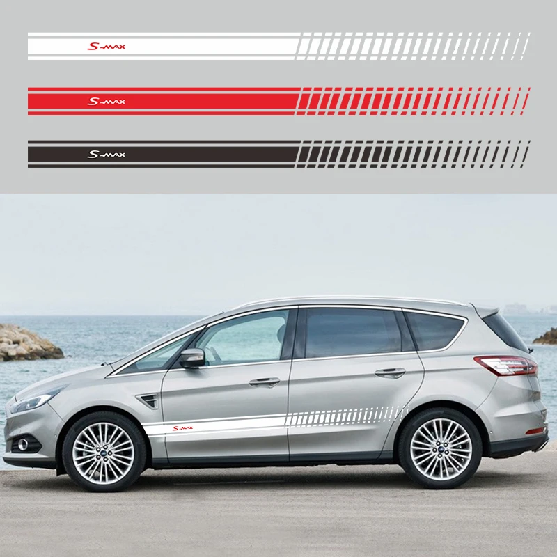 2 шт. стильный автомобиль сбоку полосатые наклейки для FORD Smax S-max полное корпусные