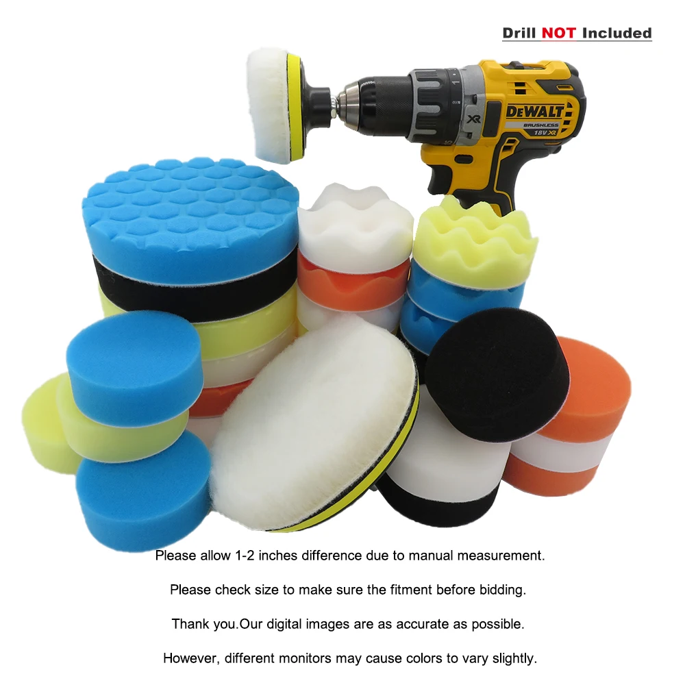 31pcs Car Polisher Gross Buffer Waxing Buffing Polishing Sponge Pads  Adapter Kit Buffing Buffer Pad Waxing Kit for Car 3 Inch - AliExpress