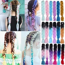 Парик, 24 дюйма, 100 г/упак. синтетические плетеные волосы для наращивания, длинные огромные косички, вязанные крючком волосы, объемные, фиолетовые, розовые, серые, голубые волосы