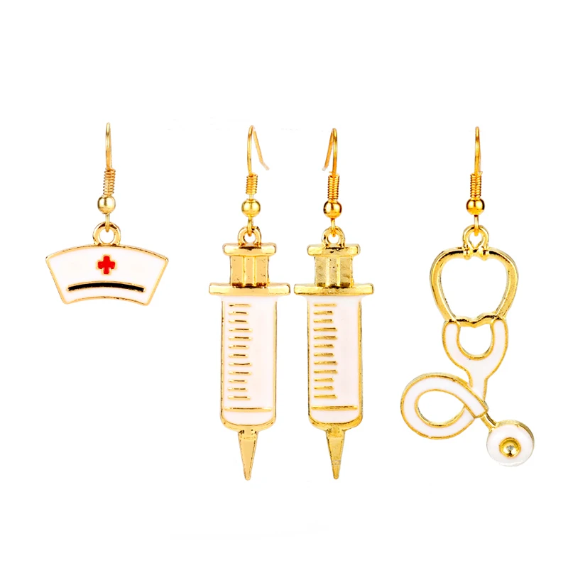 

Creative Syringe Stethoscope Earrings For Women Doctor Physicians Medical Graduation Drop Earrings