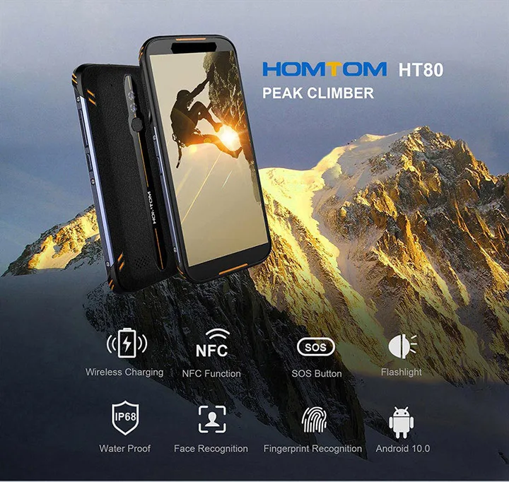 Глобальная версия HOMTOM HT80 NFC Функция IP68 водонепроницаемый смартфон Android 10,0 5,5 дюймов Беспроводная зарядка SOS мобильный телефон Новинка