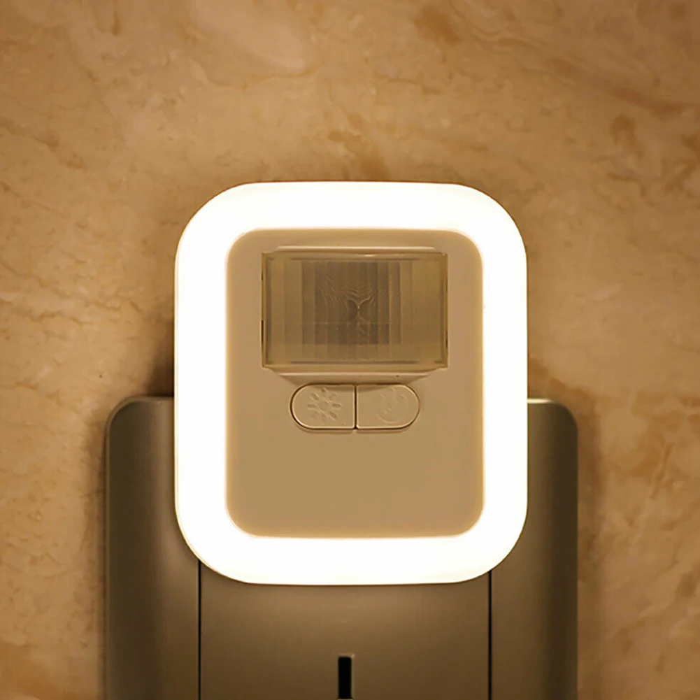 Motion Sensor Adjustable Led Smart Night Lamp Sleeping Plug In Hallway Wall Bedroom Bright Photosensitive Home Aisle Light