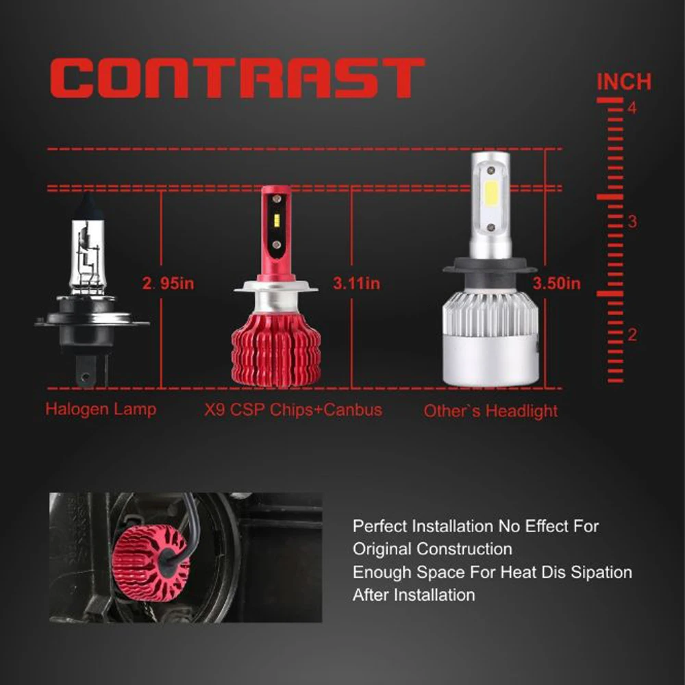 НОВЫЕ Поступления 2 ШТ. Мини Canbus H4 H7 LED Автомобильные светодиодные лампы Фар 12V 12000LM H1 H3 H11 9005 9006 HB4 5202 Авто Привет / Lo Лампа головного света лампы лампы для авто
