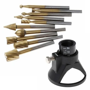 

10pcs 1/8 3/6/8mm Shank Rotary Burr Wood Carving File Rasp Drill Bits + Locator