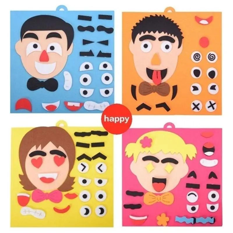 Kindergarden DIY Expressions Handicraft Toys Felt Fabric Handmade Stickers Emotion Change Teaching Aids Educational Toys
