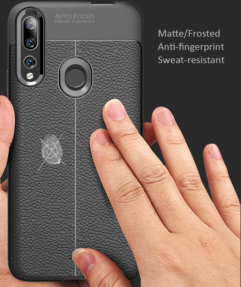 Кожаный чехол KEYSION с текстурой личи для Huawei Honor 9X Global матовый Мягкий силиконовый