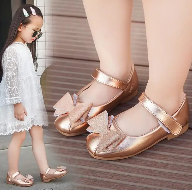 

2019 Child Bow Little Girls Dress Bow Princess Party Shoe For Wedding Shoes Big Kids Leather Shoes 3 4 5 6 7 8 9 10 11 12 Years