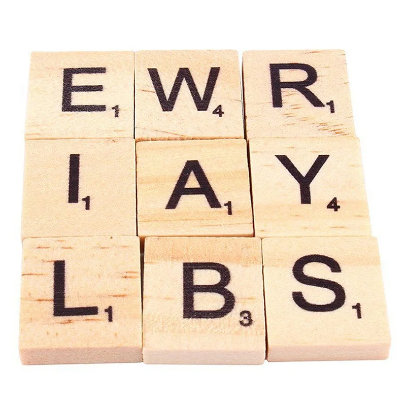 

100 Pcs Wood Scrabble Tiles Letter Alphabet Scrabbles Number Craft English Words TP899