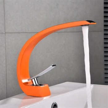 

Chrome Orange Basin Faucets Modern Bathroom Mixer Tap Brass Washbasin Faucet