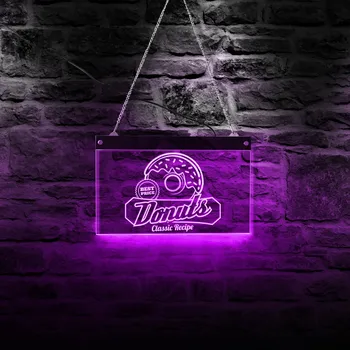 

Best Price Donut Classic Recipe Dessert Shop Acrylic Wall Hanging Sign Bakery LED Open Neon Board for Business Displays Wall Art