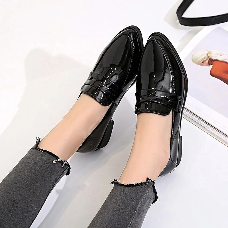 

2019 Spring And Autumn New Style Korean-style Chunky-Heel WOMEN'S Shoes England College Style Versatile Semi-high Heeled Shoes C