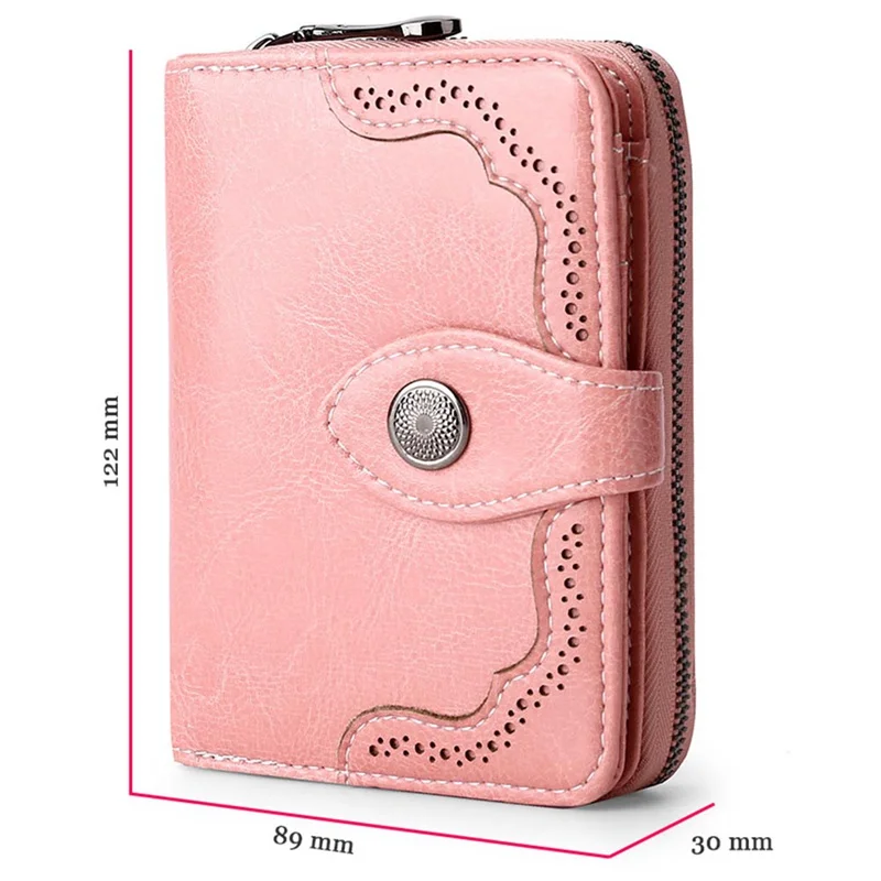 1 PC Oil Wax Leather Wallet Women Lady Vintage Short Two Fold Zipper Wallet Girls FashionCredit Card Holder Purse Clutch Wallet