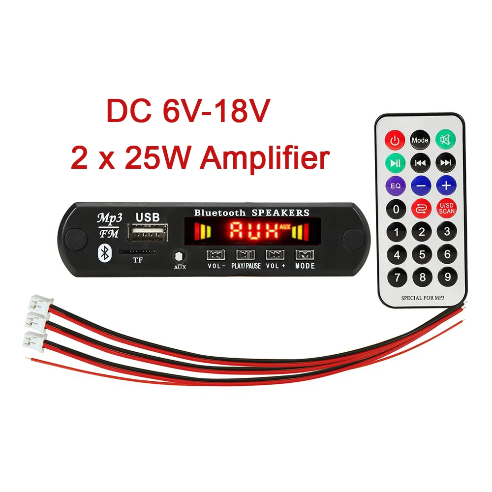 Módulo de decodificación MP3 con micrófono, manos libres, Bluetooth 5,0, coche inalámbrico, USB, reproductor MP3, tarjeta TF, ranura para tarjeta, USB, Radio FM, grabación