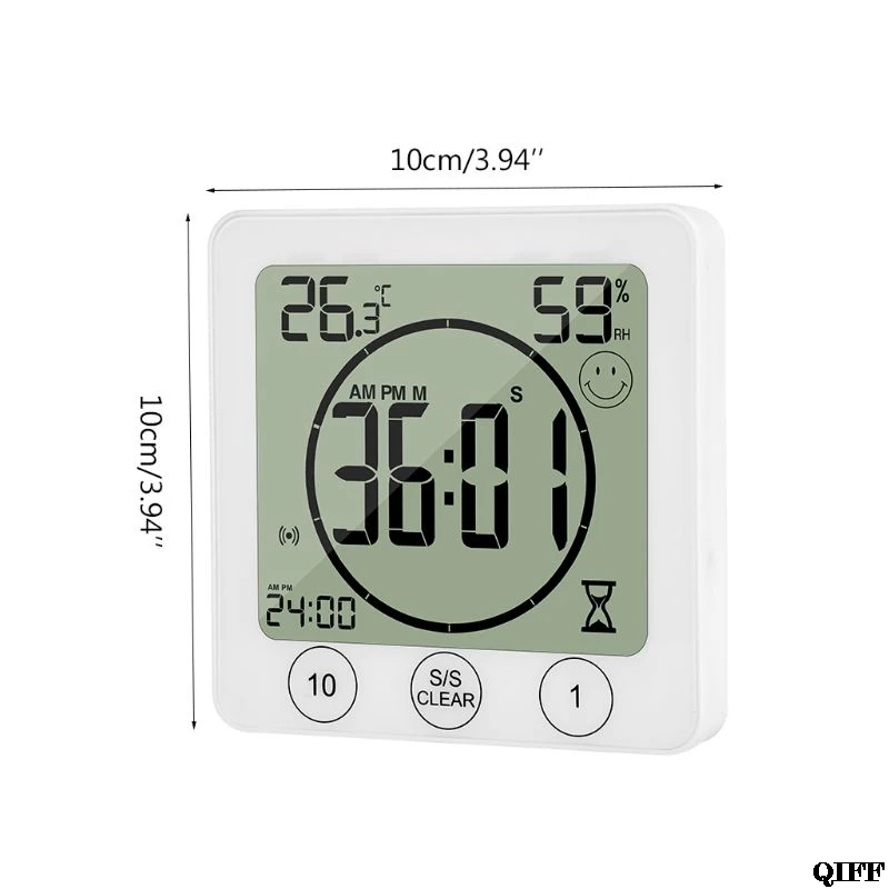 ЖК-настенные часы для ванной с температурным и влажным обратным отсчетом, Водонепроницаемый Таймер для душа