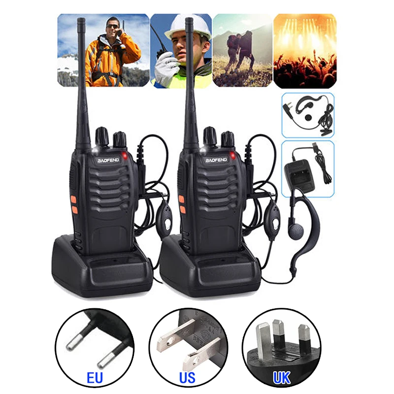 2 шт Профессиональный двухсторонний радиоприемник UHF Walkie Talkie трансивер, монтируемый без инструментов Размеры(без антенны): прибл. 60x33x115 мм