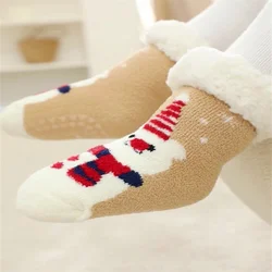 2021 Autumn And Winter Plus Velvet Thick Lamb Velvet Coral Velvet Baby Socks Non-slip Baby Socks Children's Home Floor Socks