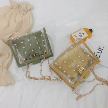

Women's jelly transparent bag 2020 new Korean version of the fashion chain shoulder diagonal small bag