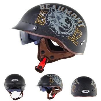 

Rock Lady Retro DOT Approved Motorbike Helmets Half Face Original Motorcycle Helmet casco capacete moto On Soman SM202