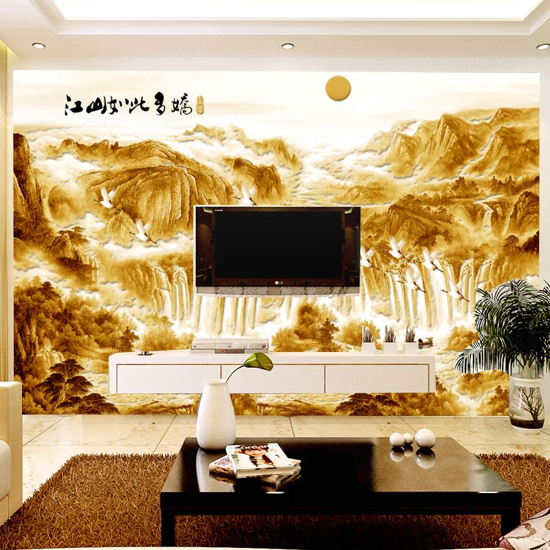 

Seamless Large Mural Living Room Television Background Wall Paper Cloth 3D Non-woven Wallpaper Chinese Style So Many Concubine J
