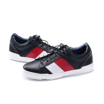 

2020 High Quality Hot Sale Lace Up Casual Shoes Men Genuine Leather Male Footwear Match Color Flat Patchwork Plus Size 38-44