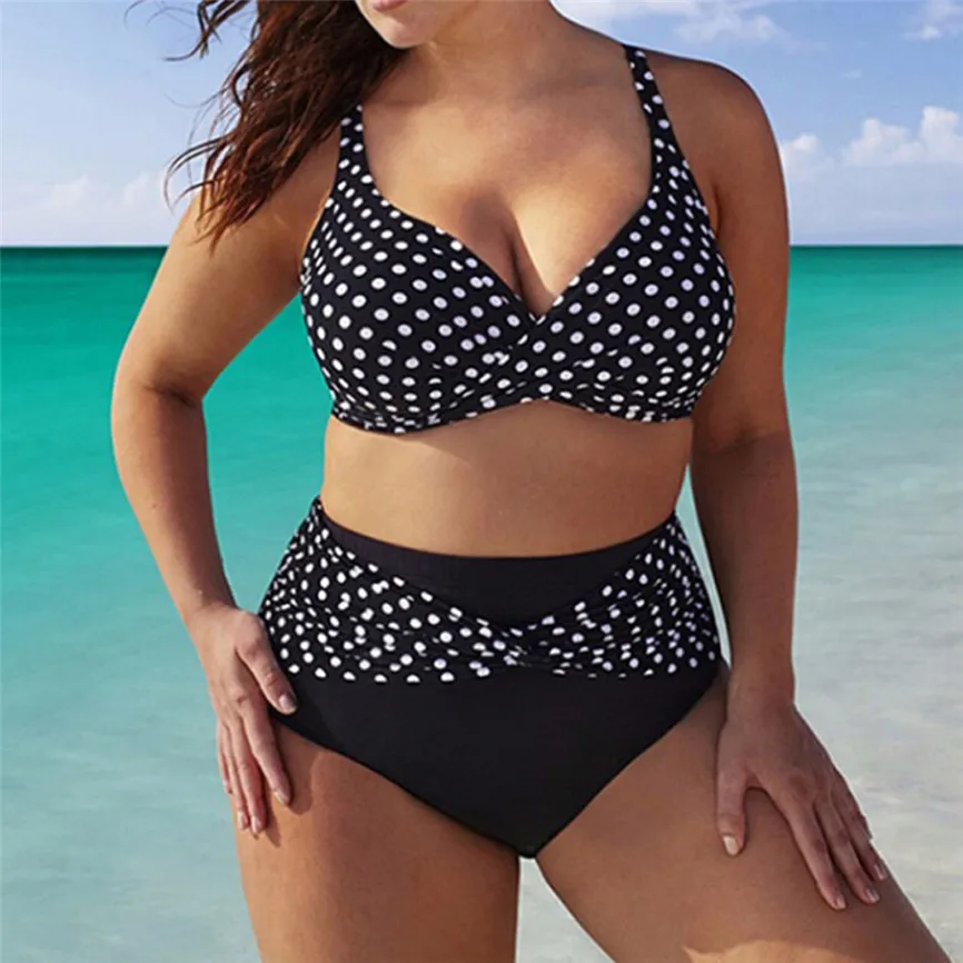 Women Large Swimsuits Bathing Suit Plus Size Sexy Dots Bikini Set Brazilian Swimwear Beachwear Swimsuit Bikinis 71#5 | Женская одежда