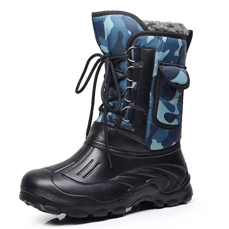 

2019 Men Snow Boots Winter Shoes Non-Slip Platform Waterproof Warm Boots Men Boots Cross Tie Work Shoes Plus Size 40-46 Camo