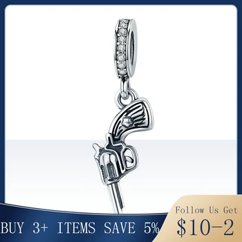 

Pandach 100% Real 925 Sterling Silver Vintage Revolver Pistol Pendant Charm fit Women Charm Bracelet DIY Beads Jewelry CMC508
