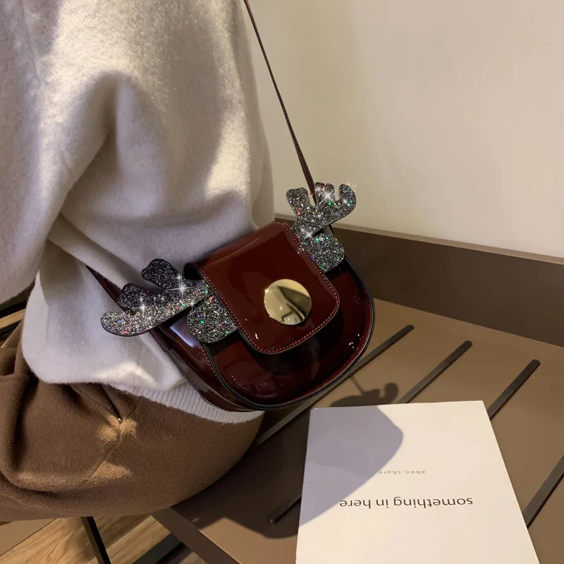 

2020 Elk Shoulder Cute Korean-style Versatile Shoulder Saddle Bag Small Bag Women's New Style Fashion Fashion Sequin WOMEN'S Bag