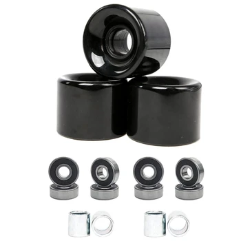 

Pack of 4 60mm Skateboard Wheels + ABEC-9 Bearing Steel and Spacers Cruiser Wheels
