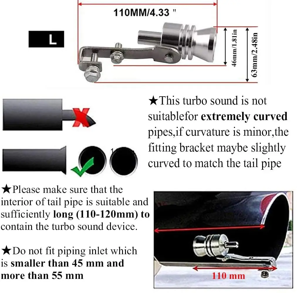 Universal Motorbike Car Exhaust Fake Turbo Whistle Pipe Sound Muffler Blow Off Valve Universal Simulator Whistler Silver