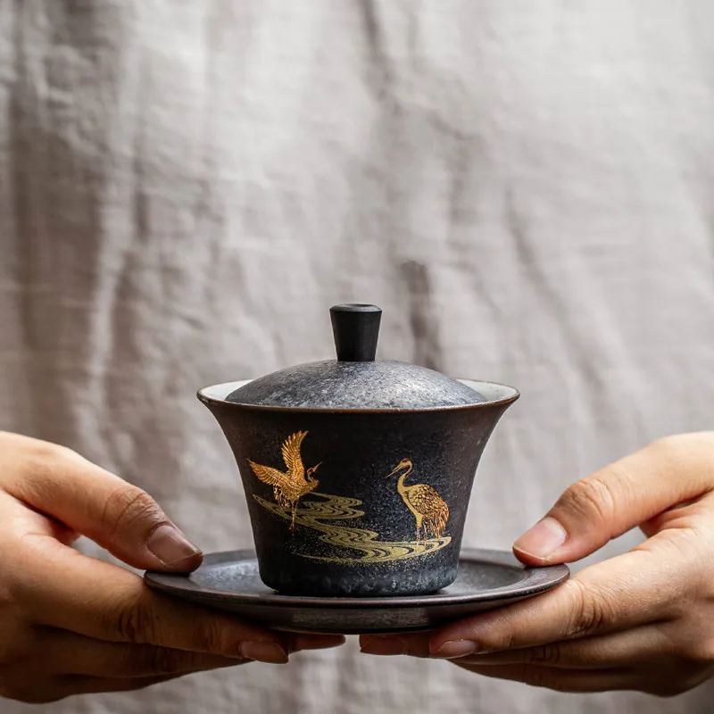 

ceramic gaiwan tea cup handmade tureen chinese kung fu tea set drinkware MJ82211
