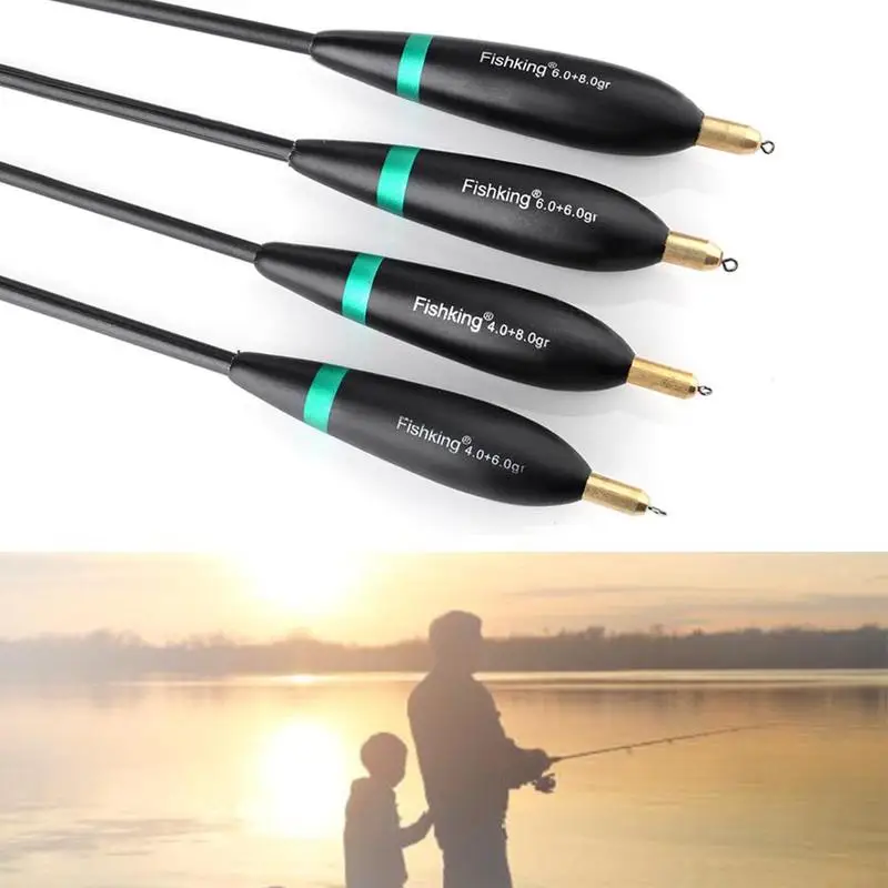 Dongzhur 4pcs / lot Tail Weight Bobber Fishing float Floats Paulownia Wooden Fishing Floats 8g-10g 24cm-26cm Carp Fishing Float