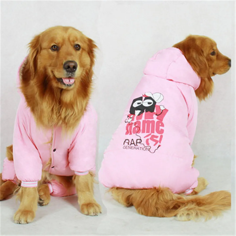 B Cartoon Dog Coat Winter Fleece Lined Warm Dog Jacket Winter Christmas Clothes Cold Weather Pink Blue Pet Clothes Honden Kleding - Цвет: B