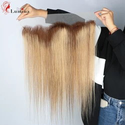 Highlight Closure Human Hair Lace Frontal Closure P4/27 Ombre Straight Hair Transparent Lace Closure Brazilian Remy Hair Weave
