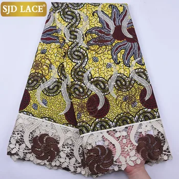

SJD LACE 2020 New African Lace Fabric Wax Guipure Cord Lace Printing Flower Nigerian Lace Fabric For Wedding Dress Sewing 1942B