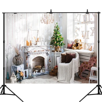 

Lyavshi Christmas Tree Wooden wall Baby Trojan toy Photography Background Photographic Backdrop For Photo Studio