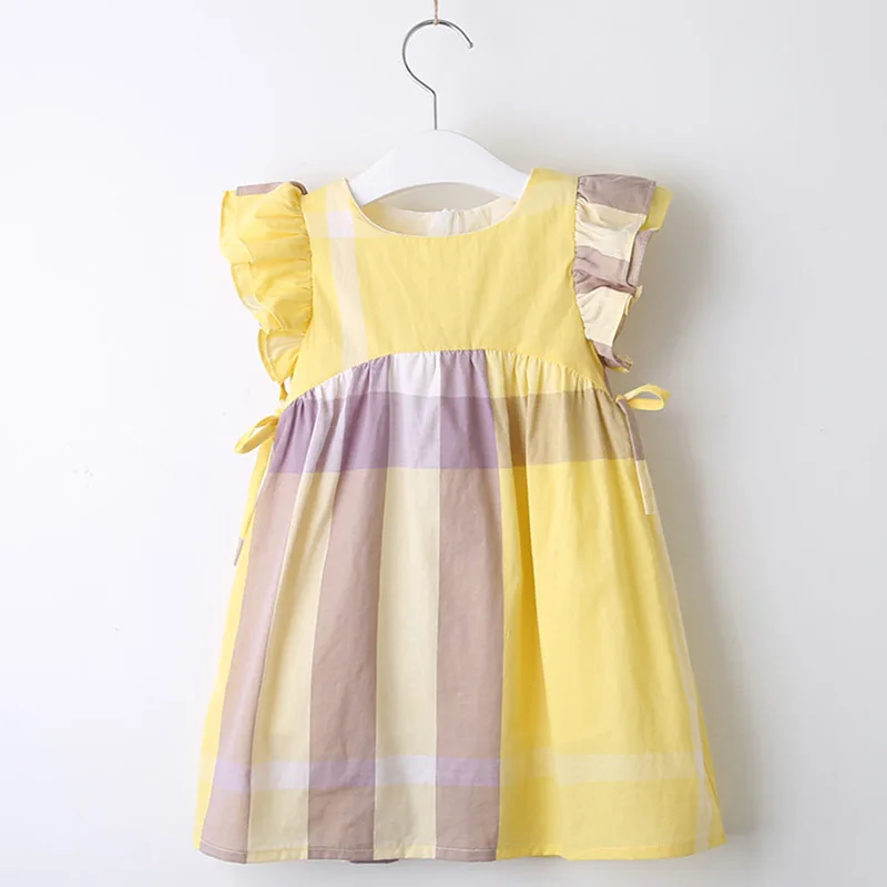 Платья для девочек; летнее стильное детское платье принцессы; детская одежда с короткими рукавами; Повседневная Дизайнерская одежда для девочек; 40 - Цвет: AZ2058yellow