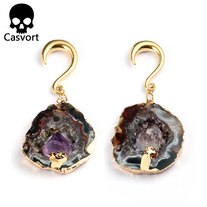 Casvort 2 шт. Необычные ранцы для ушей тоннели из нержавеющей стали золотые ушные