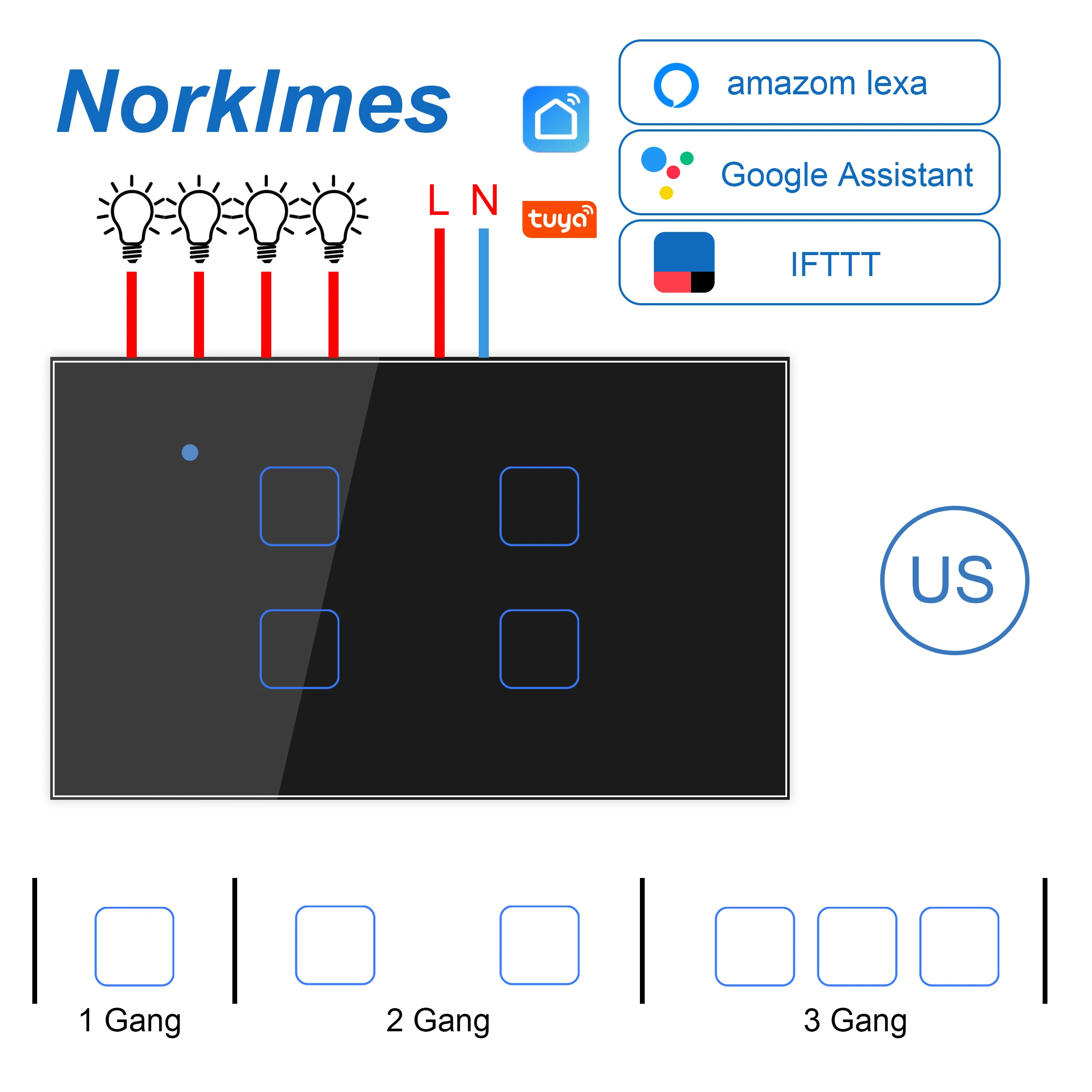 Ceny Inteligentne WiFi przełącznik dotykowy na ścianę oświetlenie 1 2 3 4 Gang Touch WiFi APP zdalny inteligentny napęd domowy współpracuje z Alexa Google Family